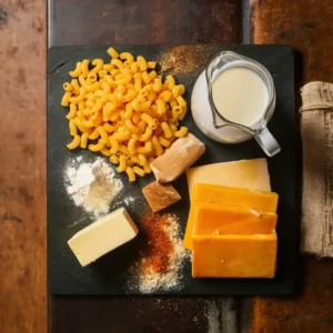 Ingredients of mac and cheese recipe