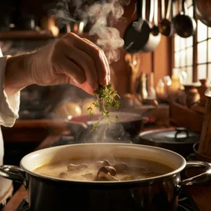 Final touch of Cream of Mushroom Soup