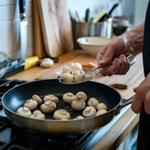 Making Mushroom golden brown on pan