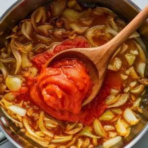 Making gravy of Matar Mushroom