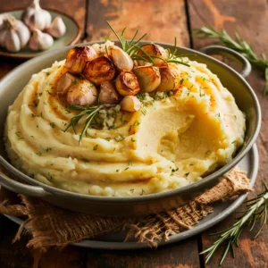 Garlic on mashed potatoes