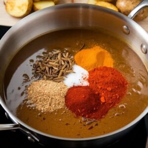 Preparation of  Kashmiri dum aloo